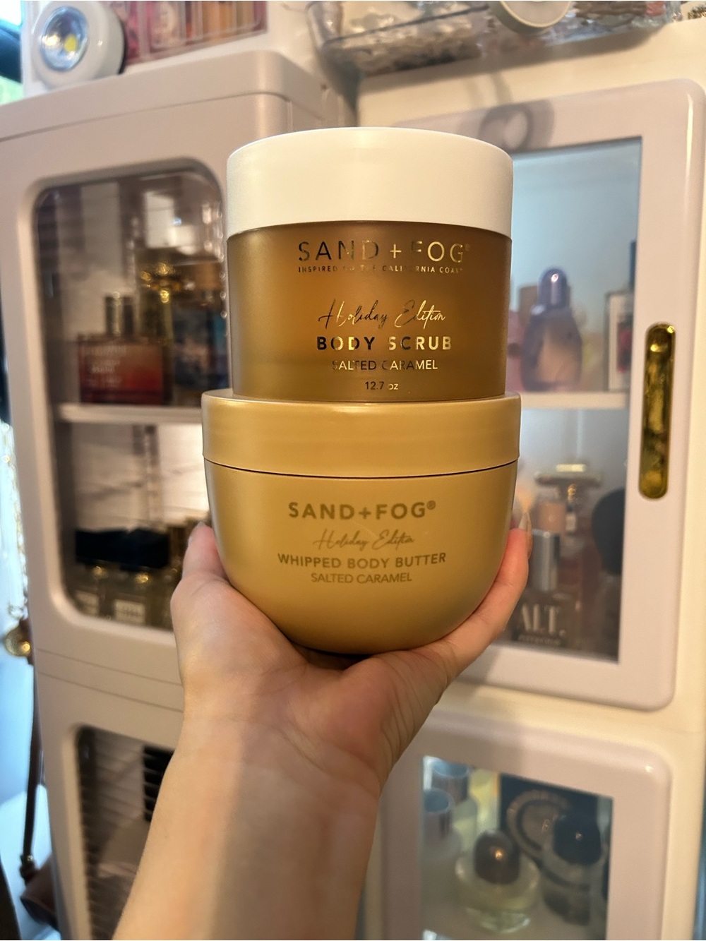 Salted Caramel Whipped Body Butter & Body Scrub Sand and Fog